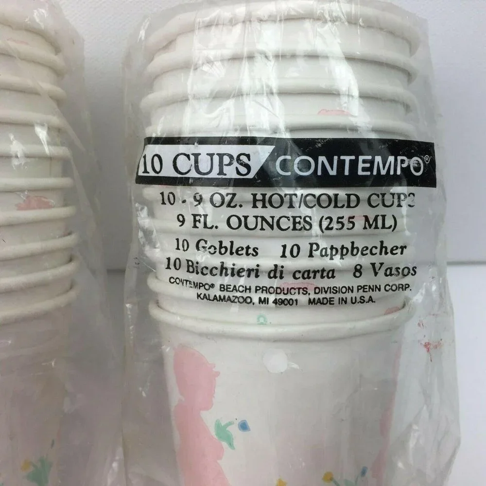 Vintage 90's Baby Shower Party Supplies Cups Plates and Party Invites